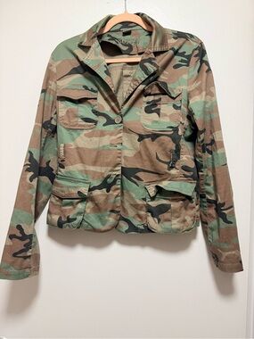 BONGO Women's Camo Utility Jacket - Green & Brown *missing buttons